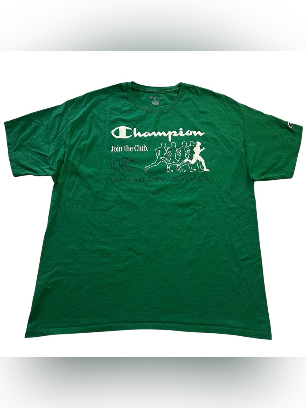 Champion Join The Club Men’s Graphic T-Shirt Running Track 2-Sided Green sz 2XL - Picture 1 of 10